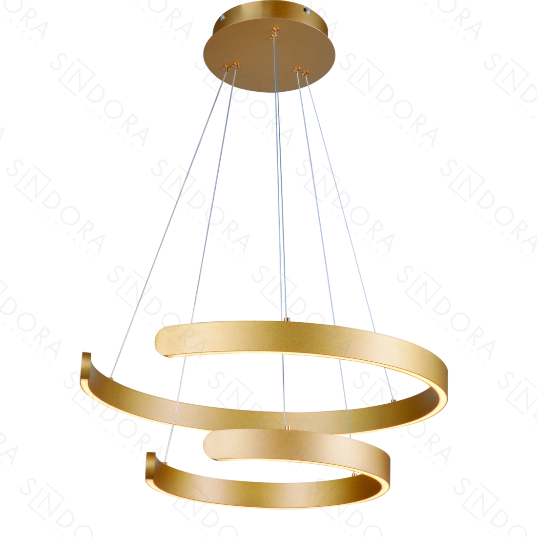 Pendente Sindora 60 watts 3000K Alumínio Dourado e Silicone Ø400x600mm DCD03043