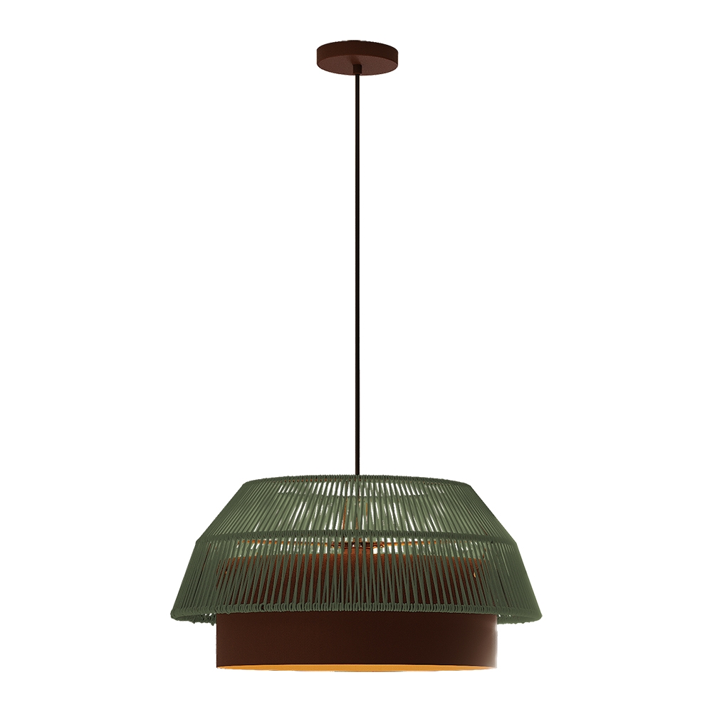 Pendente Blumenau Gaia Aço Marrom Gold e Fio de Algodão Verde 1L E27 Ø530x240mm 875900-71