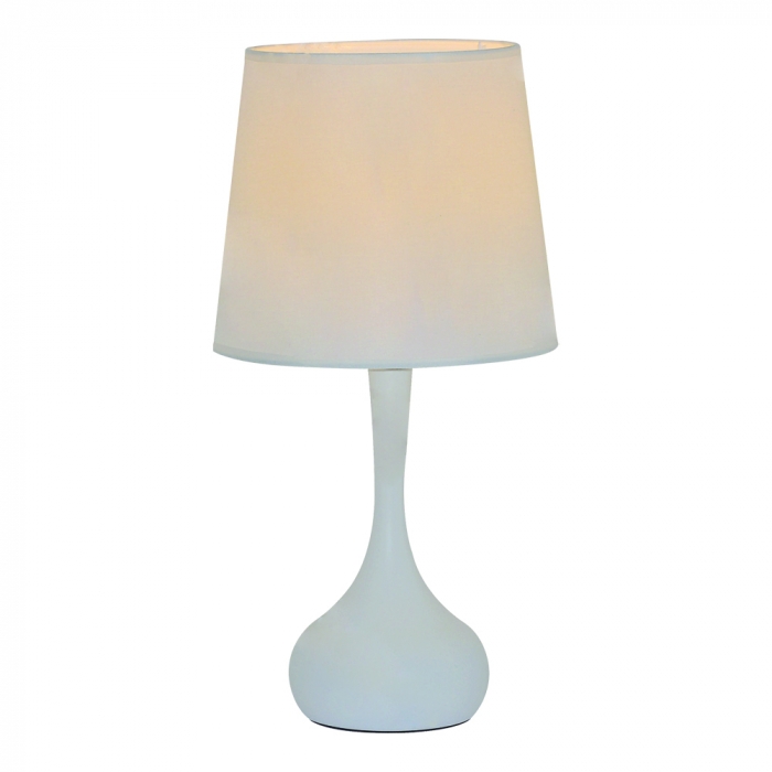 Abajur Sindora Metal Branco e Cúpula Linho Branco Ø230x450mm DCT00542