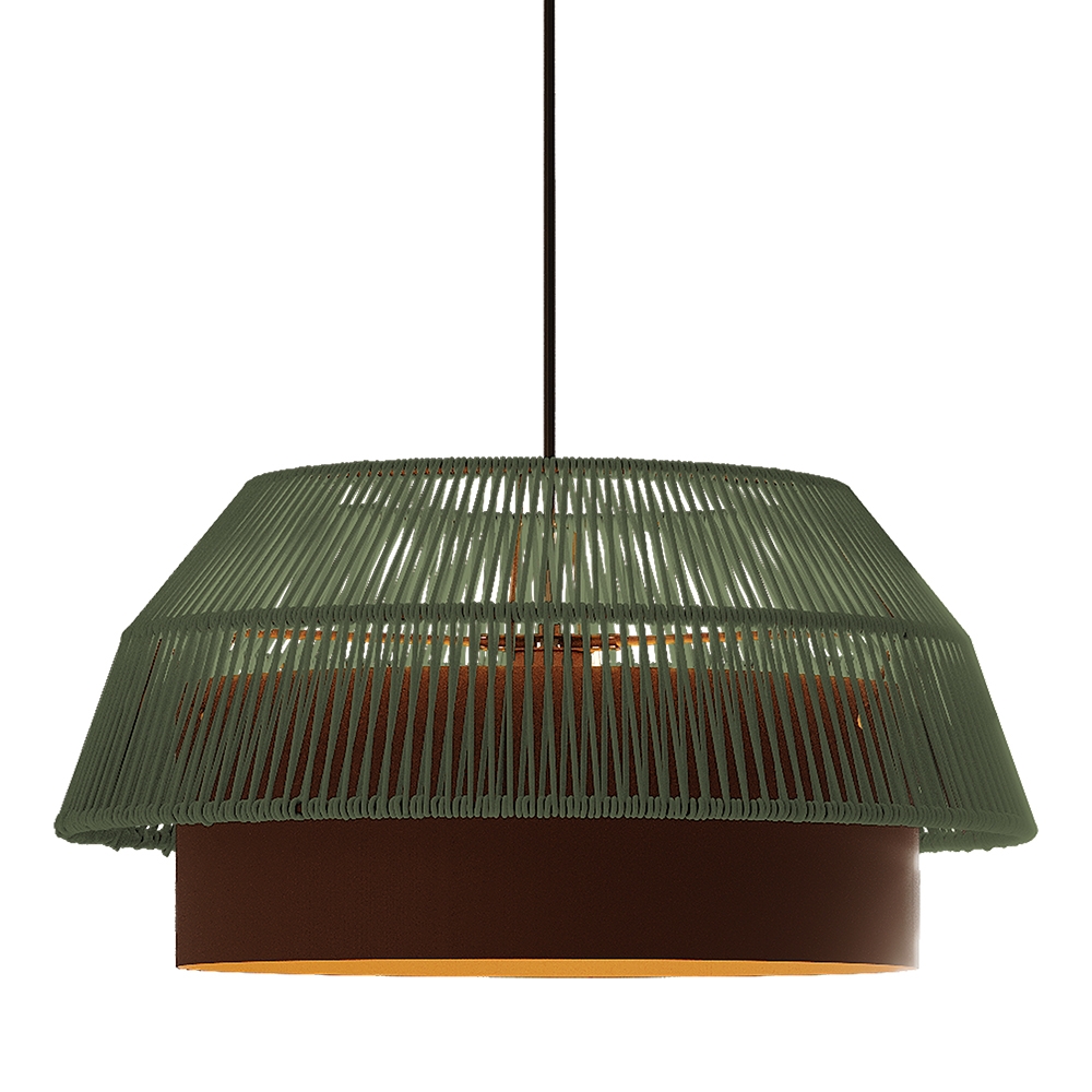 Pendente Blumenau Gaia Aço Marrom Gold e Fio de Algodão Verde 1L E27 Ø530x240mm 875900-71