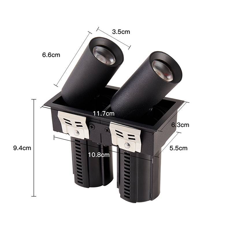 Embutido Nordecor Aiva Duo 14 watts 2700K 24° Preto Ø117x63x66mm IRC97 Bivolt 6482