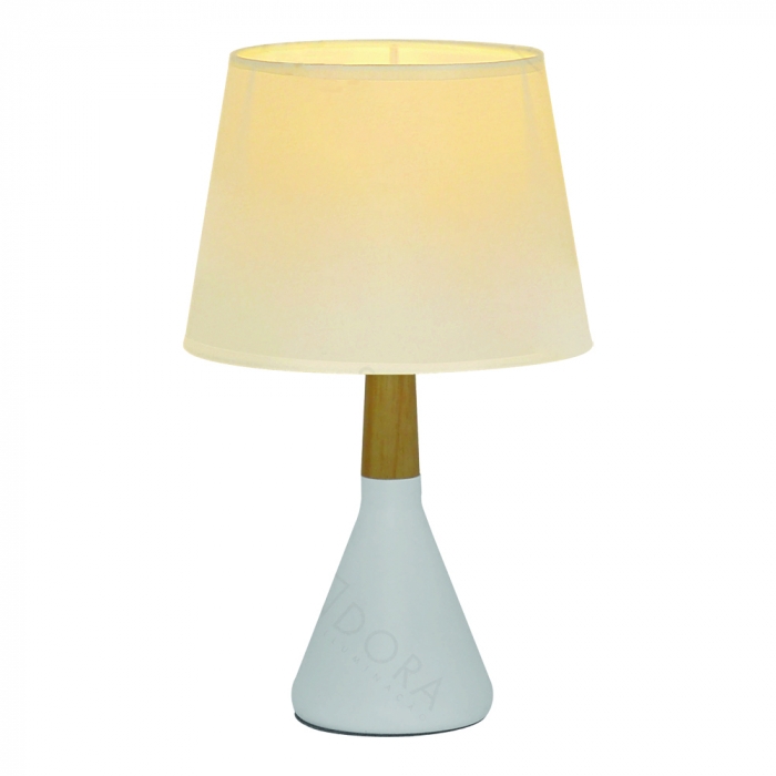 Abajur Sindora Metal Branco Cúpula Linho Branco Ø200x340mm DCT00545