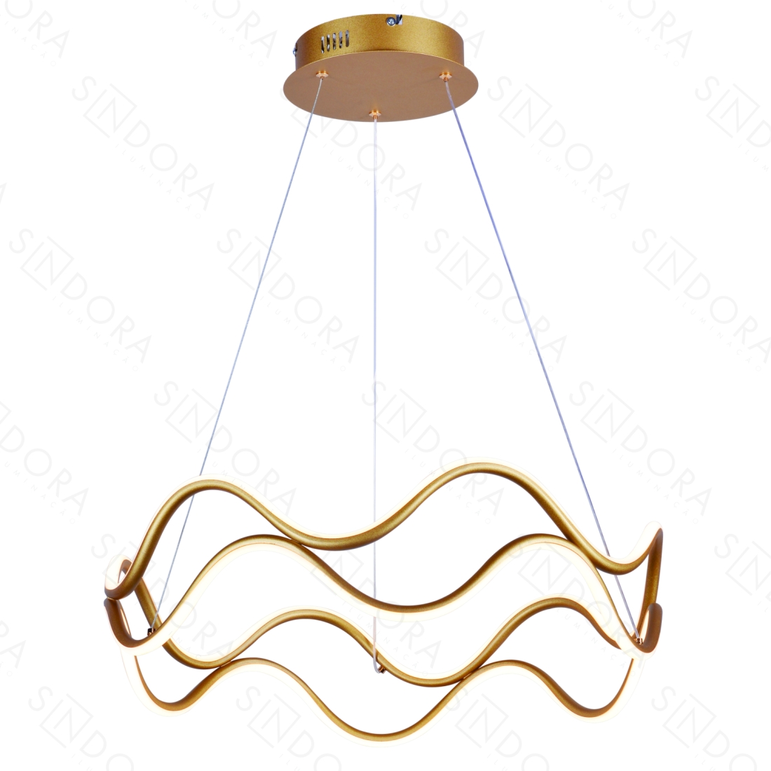 Pendente Sindora 88 watts 3000K Alumínio Dourado e Silicone Ø600mm QD05380