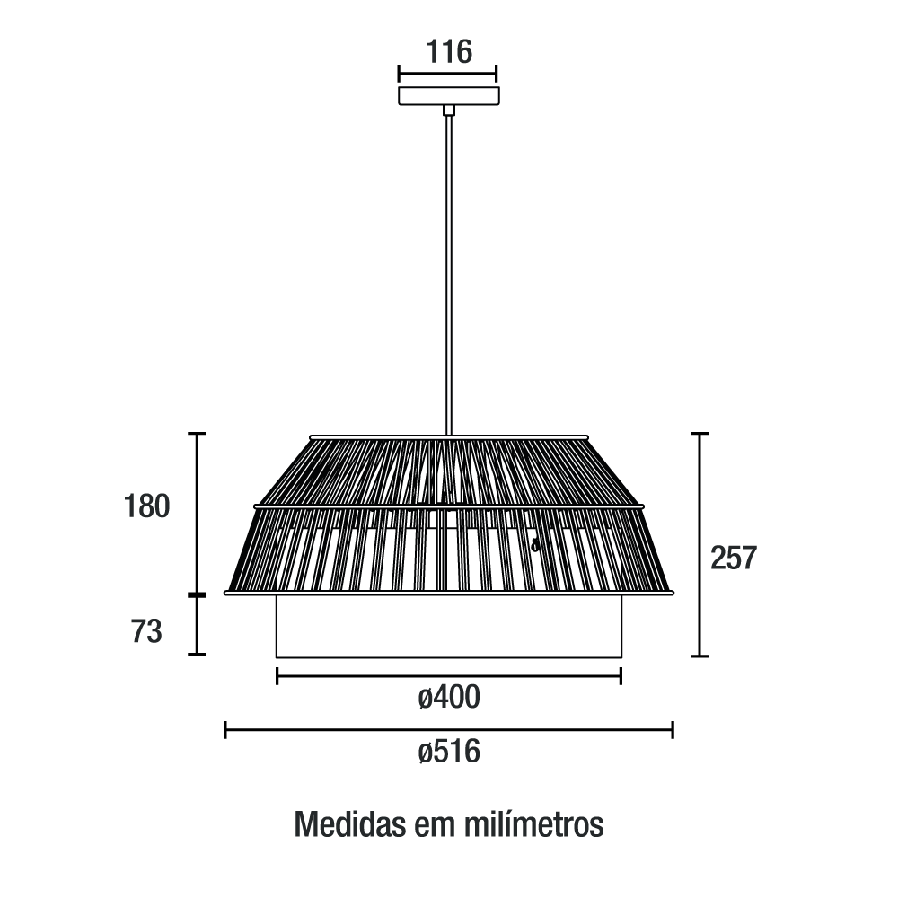 Pendente Blumenau Gaia Aço Marrom Gold e Fio de Algodão Cru 1L E27 Ø530x240mm 875010-71