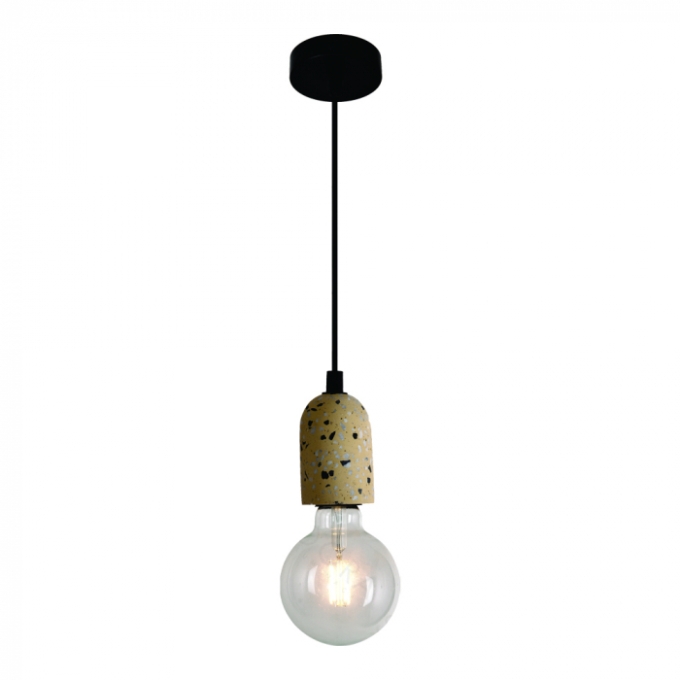 Pendente Sindora 1L E27 Metal e Concreto Amarelo com Pedra Ø60x90mm DCD02610