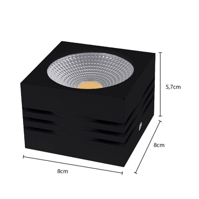 Spot Sobrepor Nordecor Viena 10 watts 3000K Preto 60x80x80mm 6205