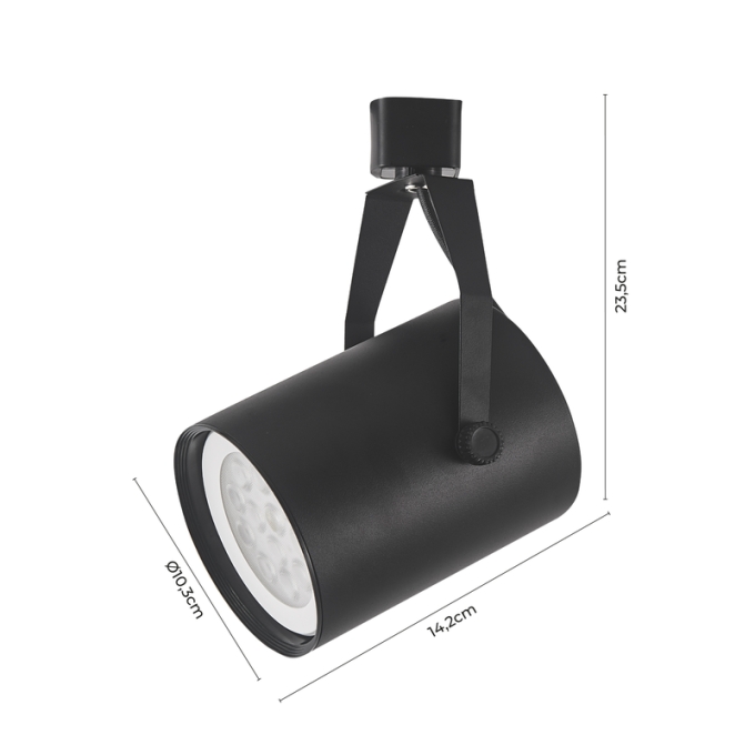Spot para Trilho Nordecor Lille Preto PAR30 Recuado (CDMR) Ø103x142mm 6321