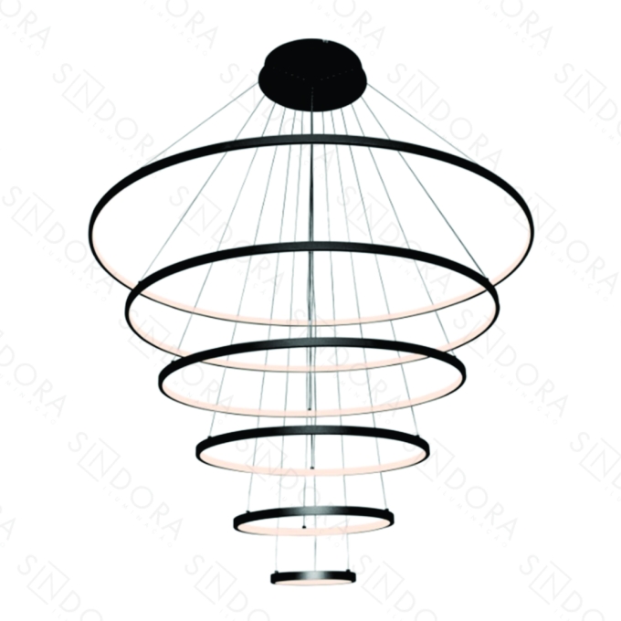 Pendente Sindora 264 watts 3000K Alumínio Preto e Silicone Ø200x400x600x800x1000x1200mm QD05448