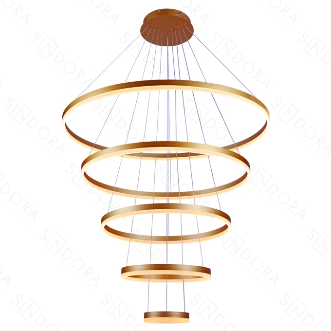 Pendente Sindora Luz Direta 188 watts 3000K Alumínio Marrom Acrílico Ø200x400x600x800x1000mm DCD03092