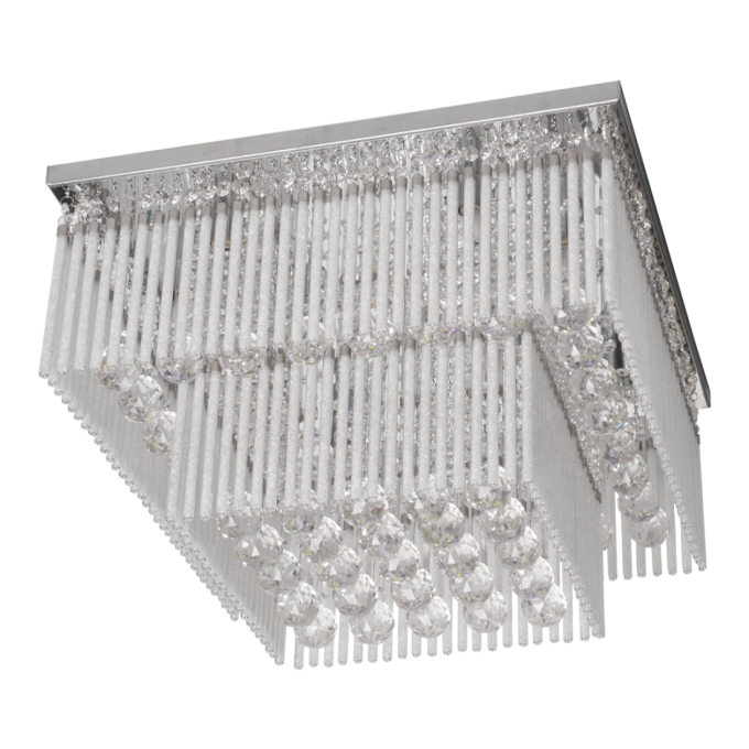 Plafon DNA Lustre Xangai Cristais Transparentes 2 Andares 12L G9 500x500x300mm