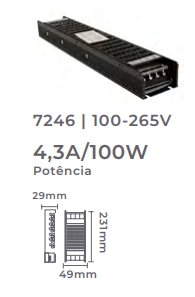 Fonte 24V Nordecor Dimerizável Dali2 4,2A 100 watts Bivolt IP20 7246