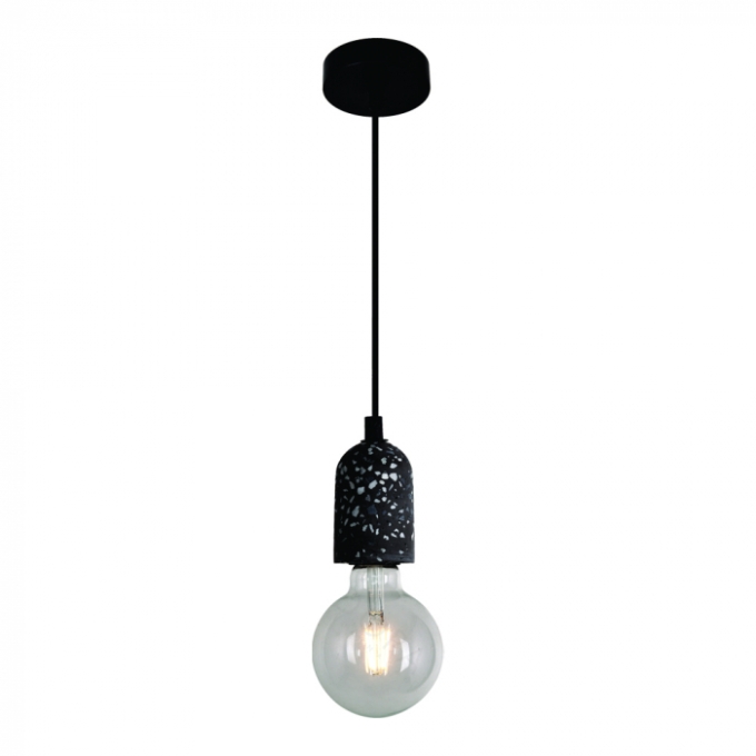 Pendente Sindora 1L E27 Metal e Concreto Preto com Pedra Ø60x90mm DCD02609