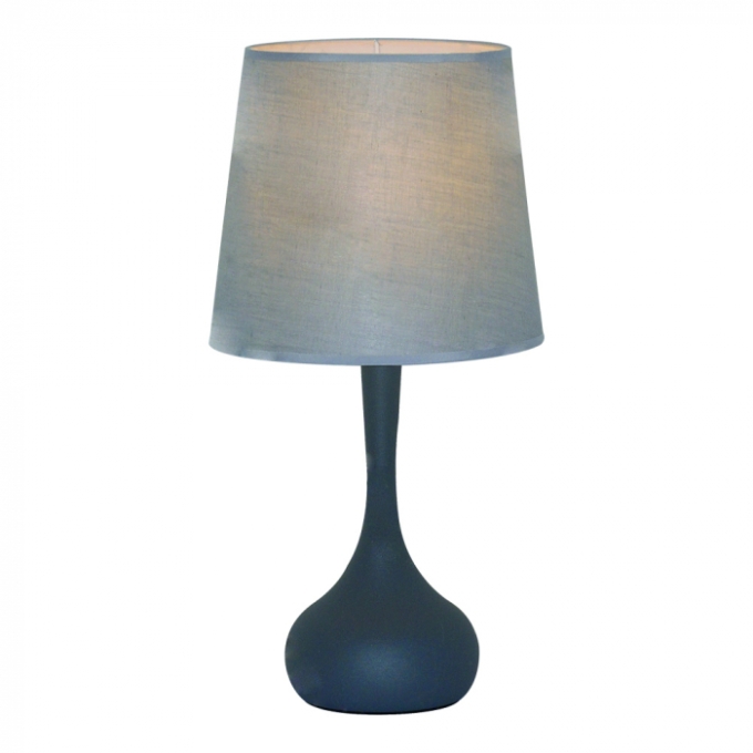 Abajur Sindora Metal Cinza e Cúpula Linho Cinza Ø230x450mm DCT00543