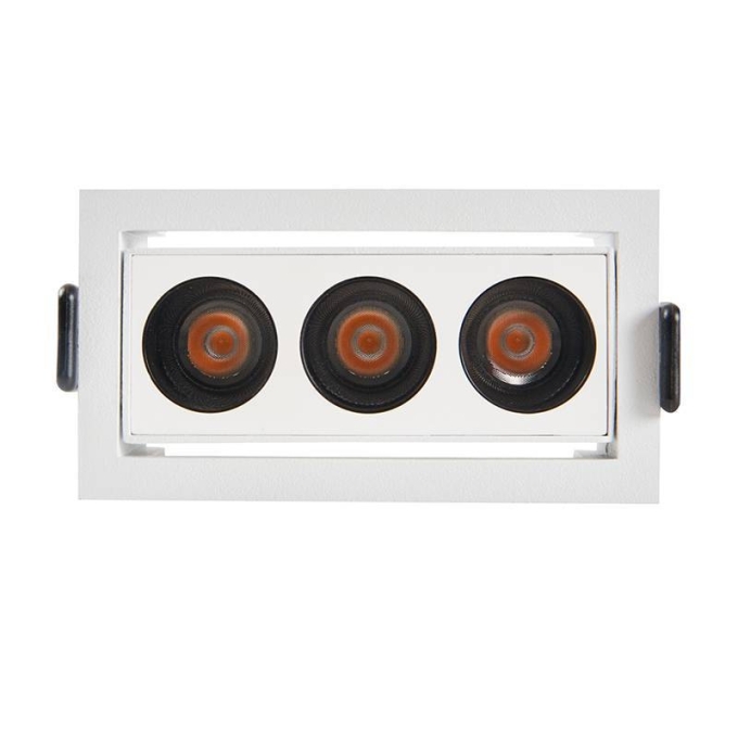 Embutido Nordecor Downlight Powerus Direcionável 3 Focos 6 watts Branco e Preto 3000K IRC90 Bivolt 100x44x52mm 6496