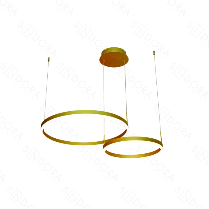 Pendente Sindora 62 watts 3000K Alumínio Dourado e Acrílico Ø400x600mm DCD03281