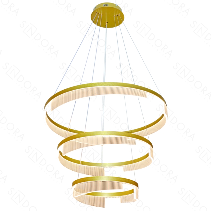 Pendente Sindora 112 watts 3000K Alumínio Escovado Dourado e Acrílico Ø400x600x800mm DCD03161