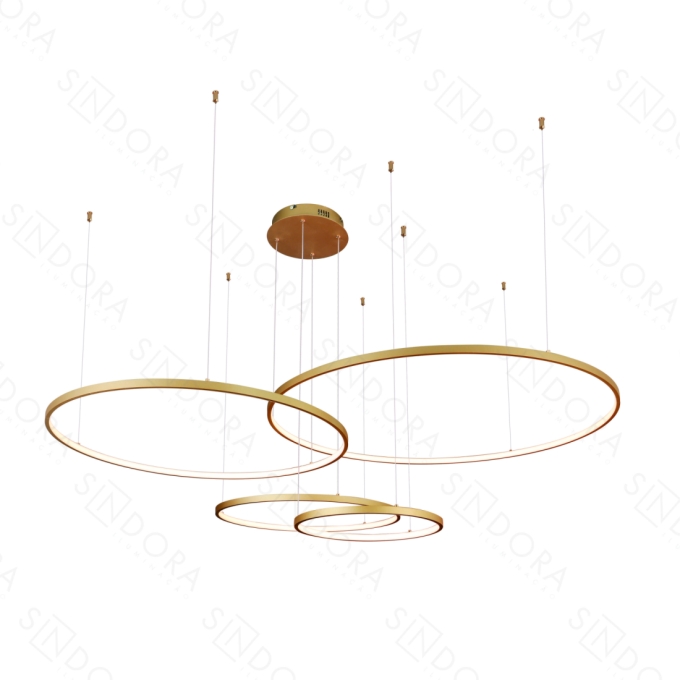 Pendente Sindora 174 watts 3000K Alumínio Dourado e Silicone Ø400x600x800x1000mm QD05364