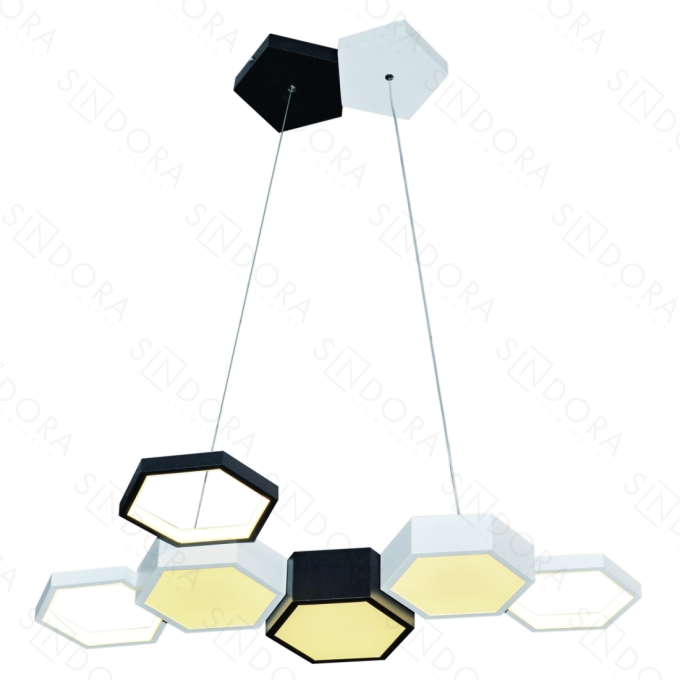 Pendente Sindora 67 watts 3000K Alumínio Preto Branco Silicone e Acrílico 780x400x250mm DCD03183