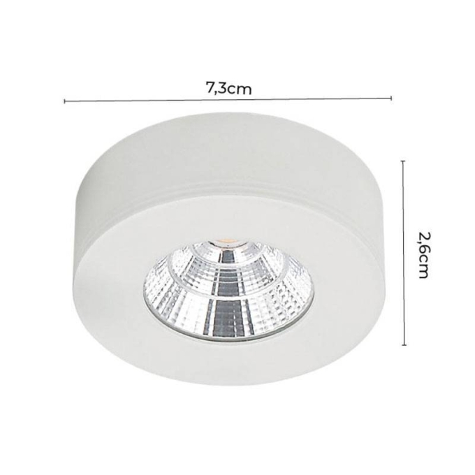 Spot Sobrepor Nordecor Redondo Asis 5 watts 3000K Branco Ø73x26mm 6169