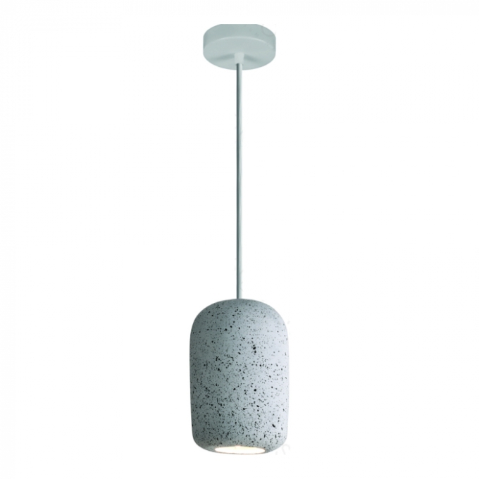 Pendente Sindora 1L E27 Metal e Concreto Branco com Pedra Ø90x160mm DCD02616
