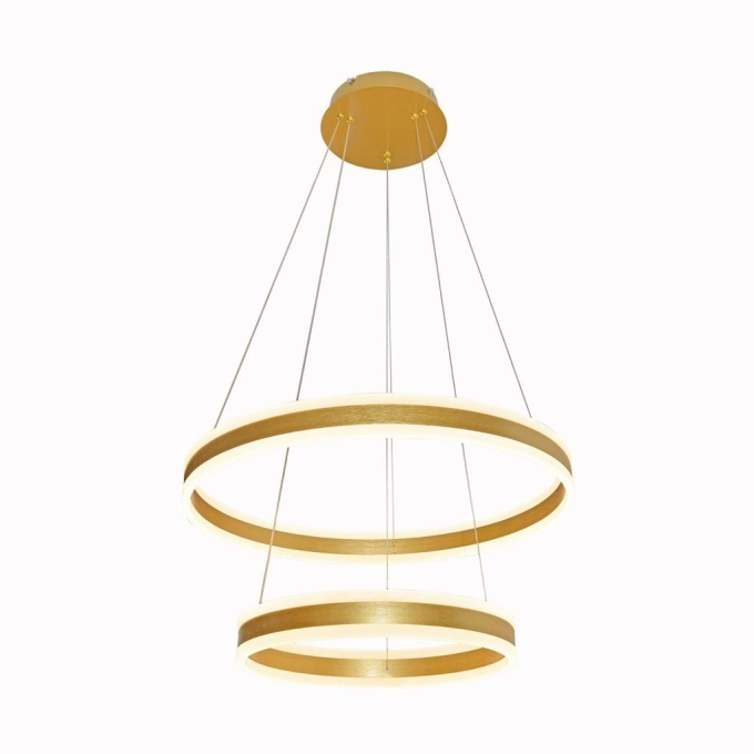Pendente Sindora 126 watts 3000K Alumínio Escovado Dourado e Acrílico Ø400x600mm DCD03002