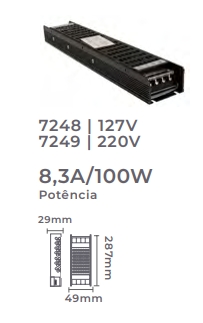 Fonte 24V Nordecor Dimerizável Dali2 8,3A 200 watts 220V IP20 7249