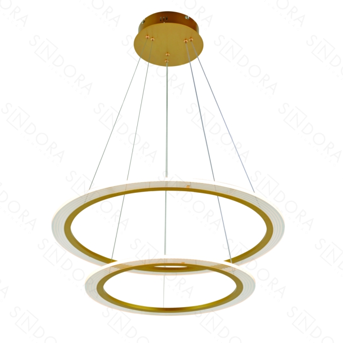 Pendente Sindora 63 watts 3000K Alumínio Escovado Dourado e Acrílico Ø400x600mm DCD03178