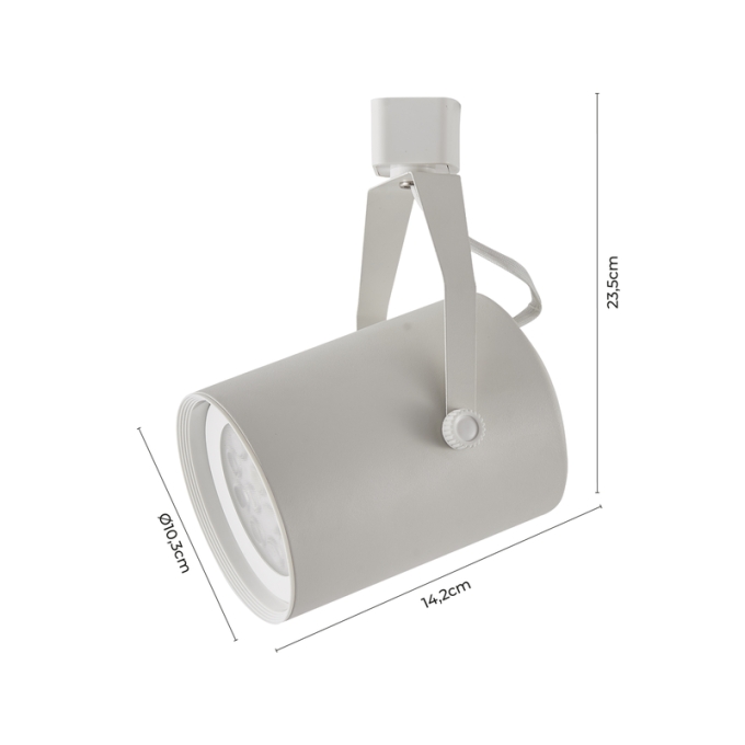 Spot para Trilho Nordecor Lille Branco PAR30 Recuado (CDMR) Ø103x142mm 6320