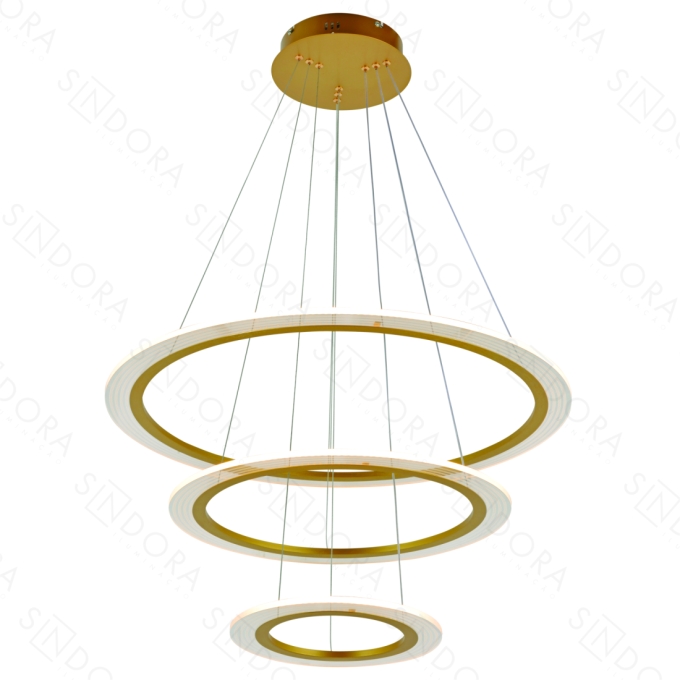 Pendente Sindora 95 watts 3000K Alumínio Escovado Dourado e Acrílico Ø300x500x700mm DCD03179