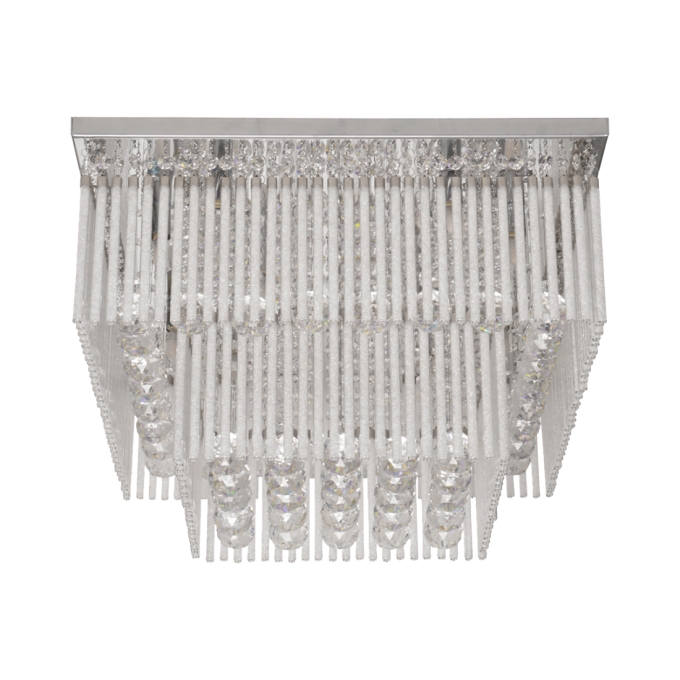 Plafon DNA Lustre Xangai Cristais Transparentes 2 Andares 12L G9 500x500x300mm