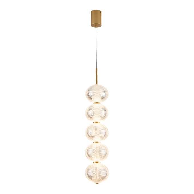Pendente Nordecor Luse 5 Mód 35 watts 3000K Ouro Champagne Ø150x730mm 2797