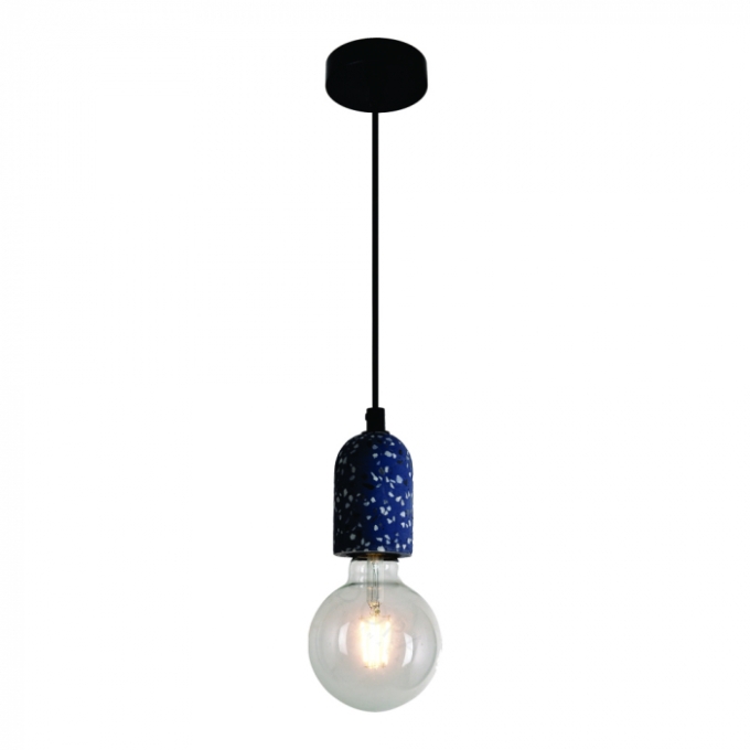 Pendente Sindora 1L E27 Metal e Concreto Azul com Pedra Ø60x90mm DCD02611