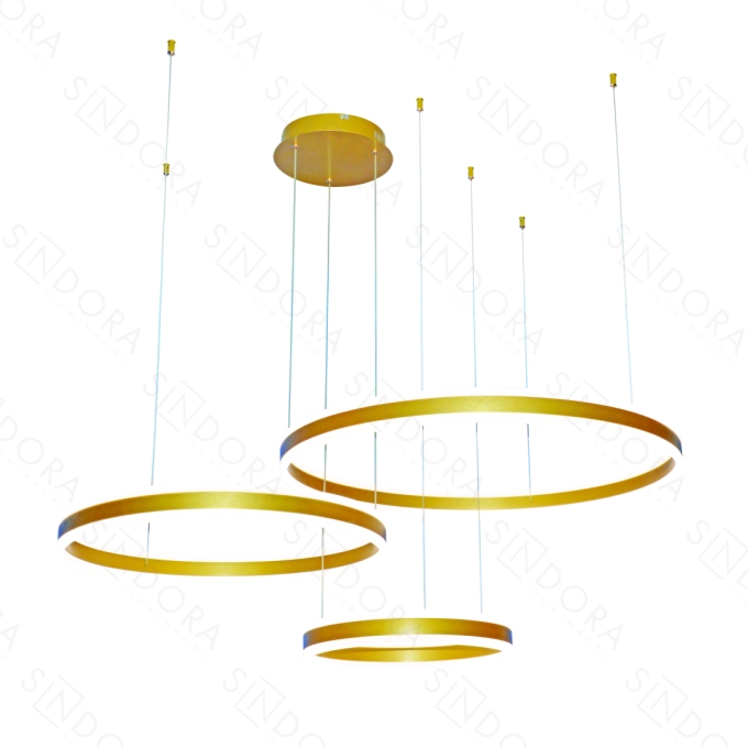Pendente Sindora 226 watts 3000K Dourado e Acrílico Ø400x600x800mm QD05336