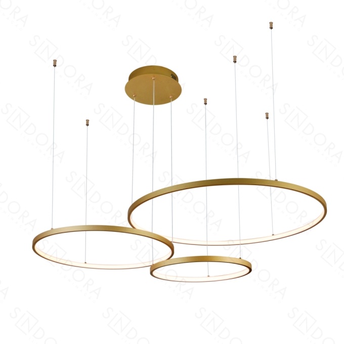 Pendente Sindora 112 watts 3000K Alumínio Dourado e Silicone Ø400x600x800mm QD05362