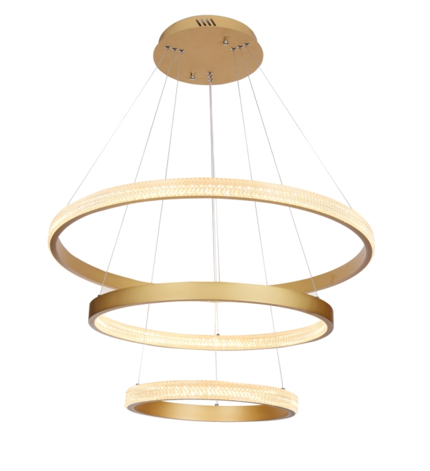 Pendente Sindora 80 watts 3000K Alumínio Dourado Fosco e Acrílico Ø400x600x800mm DCD015073