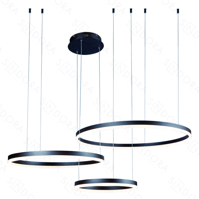 Pendente Sindora 112 watts 3000K Alumínio Preto e Acrílico 400x600x800mm QD05349