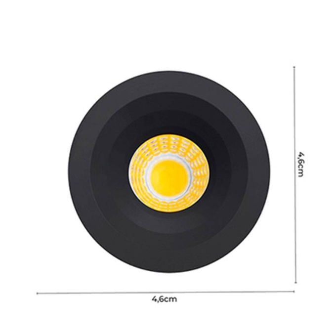 Mini Spot Embutido Nordecor Elysa Redondo 3 watts 3000K Preto Ø46x20mm 6006