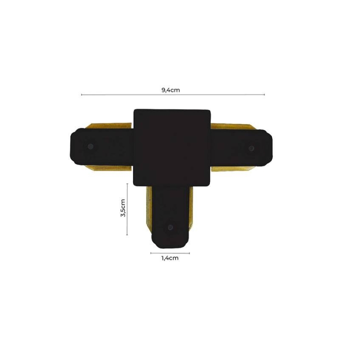 Emenda de Trilho Sobrepor T Nordecor Preto 94x35x14mm 6067