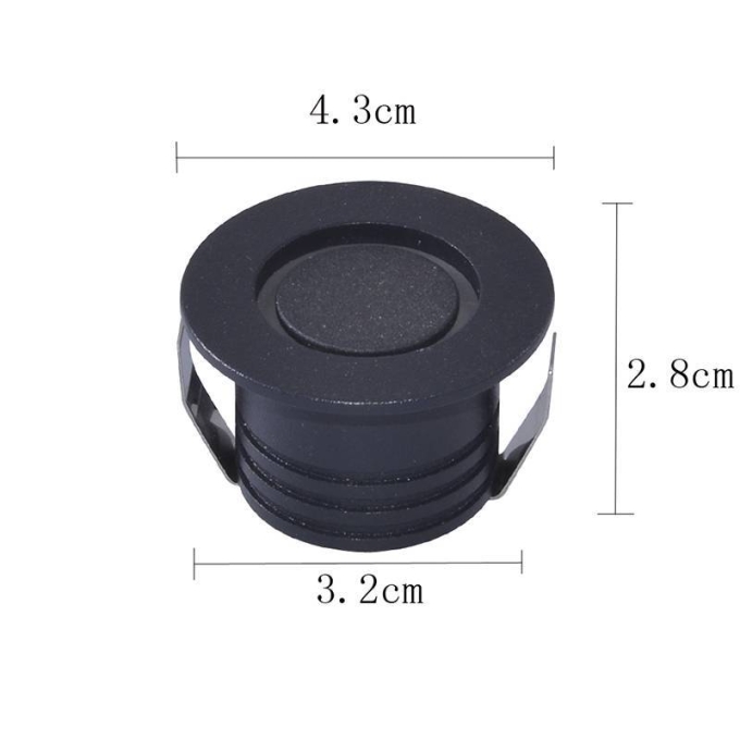 Mini Spot Embutido Nordecor Nobi Redondo 3 watts 3000K Preto Ø43x28mm 6440