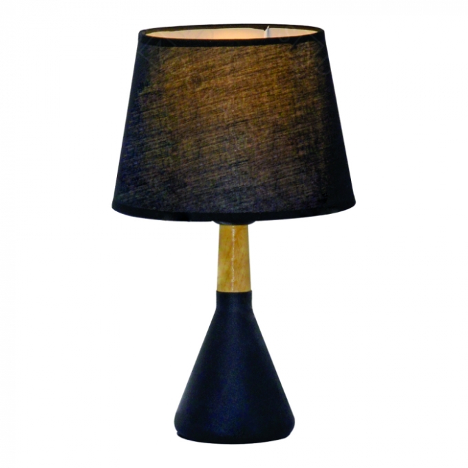 Abajur Sindora Preto e Cúpula Linho Preto Ø200x340mm DCT00544