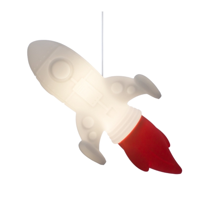 Pendente USARE Foguete 1L E27 215x240x525mm Branco/Vermelho