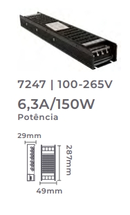 Fonte 24V Nordecor Dimerizável Dali2 6,3A 150 watts Bivolt IP20 7247