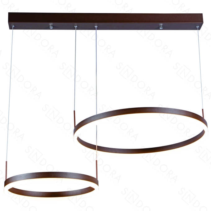 Pendente Sindora 63 watts 3000K Alumínio Marrom e Acrílico Ø400x600mm DCD03108