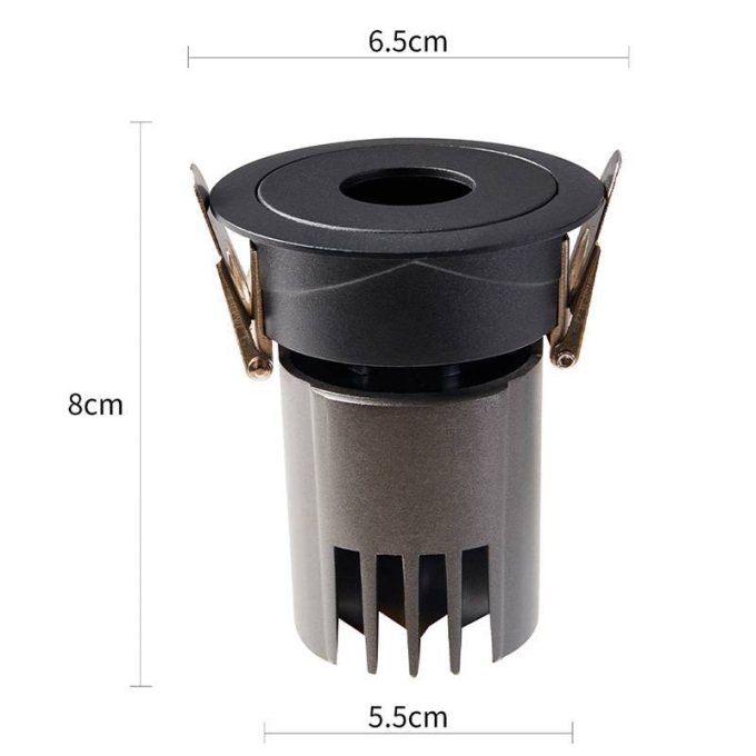 Embutido Nordecor Zaon 7 watts 2700K 24° Preto Ø65x80x55mm IRC97 Bivolt 6513