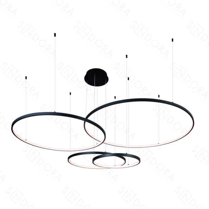Pendente Sindora 174 watts 3000K Alumínio Preto e Silicone Ø400x600x800x1000mm QD05365