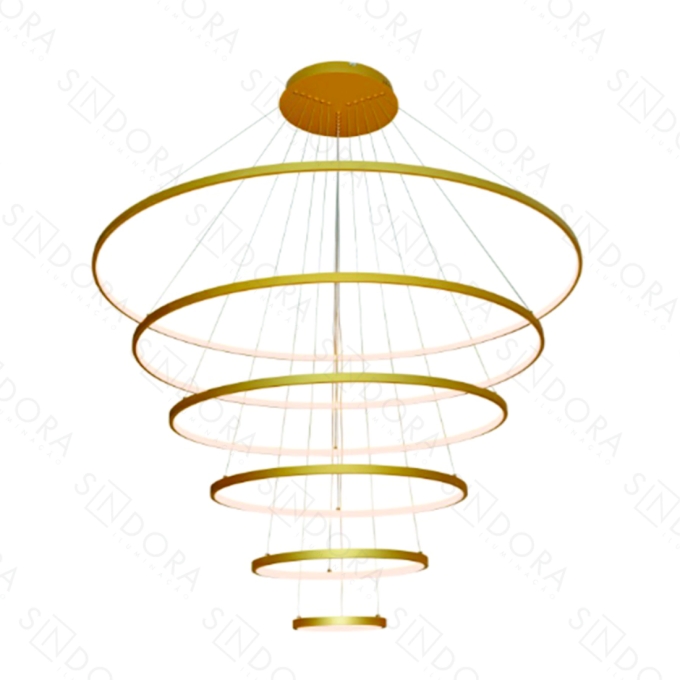Pendente Sindora 264 watts 3000K Alumínio Dourado e Silicone Ø200x400x600x800x1000x1200mm QD05447