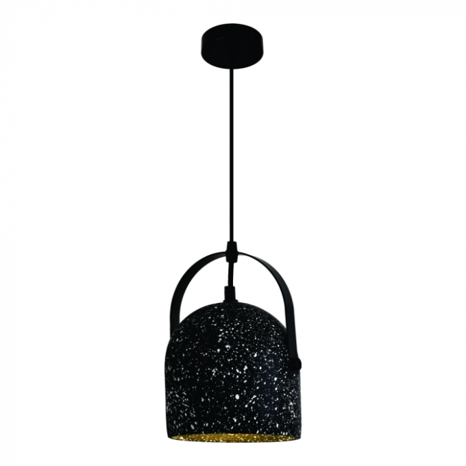 Pendente Sindora 1L E27 Metal e Concreto Preto com Pedra Ø155x220mm DCD02606