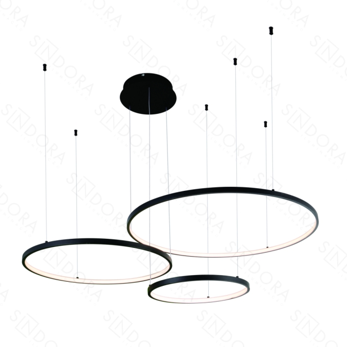 Pendente Sindora 112 watts 3000K Alumínio Preto e Silicone Ø400x600x800mm QD05363