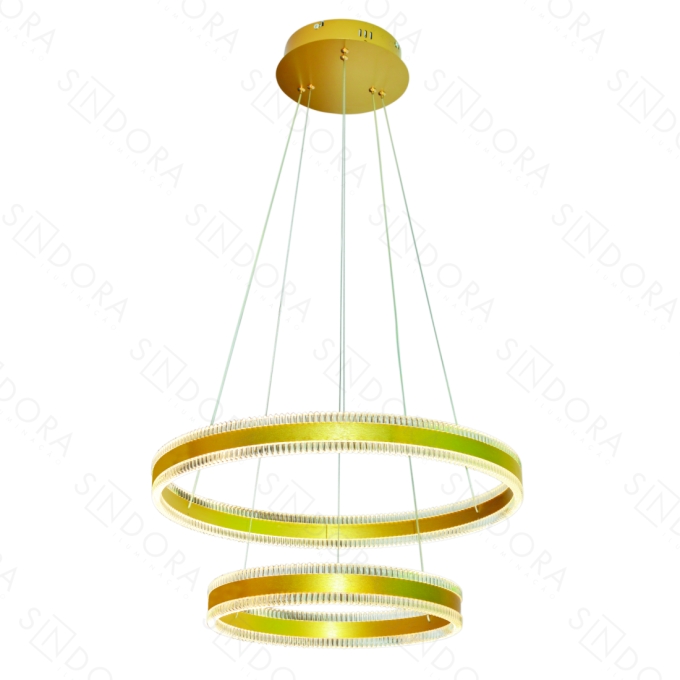 Pendente Sindora 126 watts 3000K Metal Escovado Dourado e Acrílico Ø400x600mm DCD03241