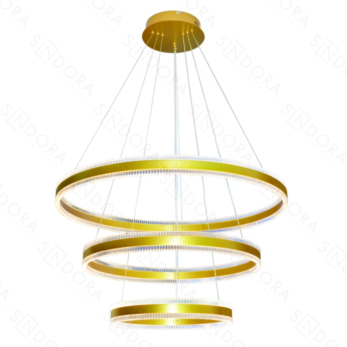 Pendente Sindora 226 watts 3000K Metal Escovado Dourado e Acrílico Ø400x600x800mm DCD03242